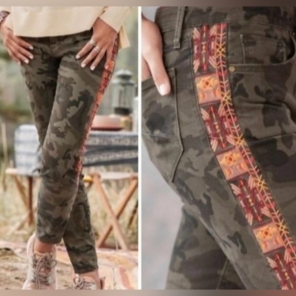 FREE PEOPLE DRIFTWOOD CAMO PANTS “ Jackie” Sz 25 - Picture 9 of 11
